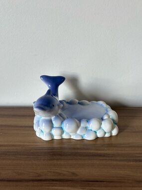 Blue Dolphin Ceramic Trinket Tray - Coastal Bath soap holder